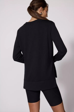 MPG Modal Fleexe Relaxed Pullover | Heather + Black