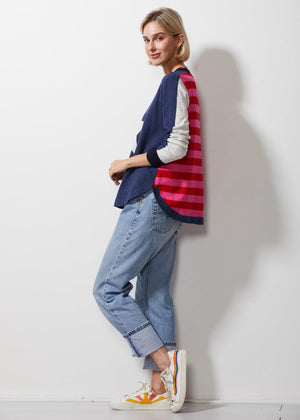 Zaket & Plover Stripey Stardom Sweater | Charcoal + Denim