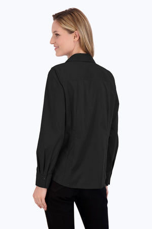 Foxcroft Taylor Essential Stretch Blouse | Purple + Black + Navy