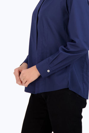 Foxcroft Taylor Essential Stretch Blouse | Purple + Black + Navy