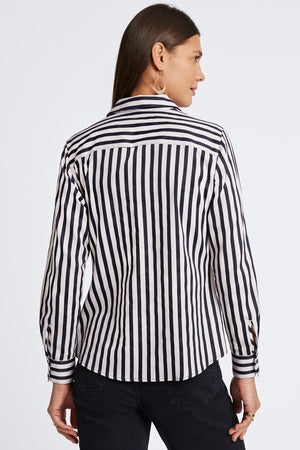 Foxcroft Mary No Iron Stripe Shirt | Silver-Black