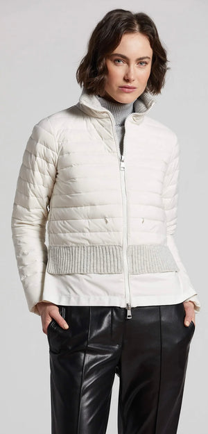 Adroit Lilly Down Filled Jacket with Knit Trim in Cloud