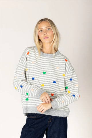 Lyla & Luxe Heart Stripe Sweater | Multi