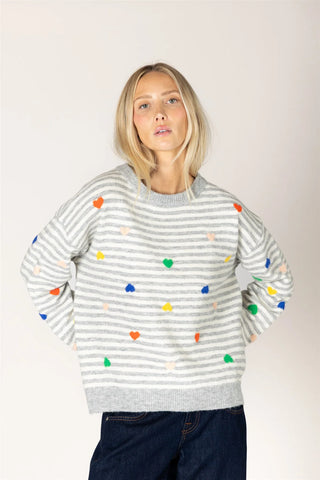Lyla & Luxe Heart Stripe Sweater | Multi