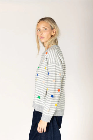 Lyla & Luxe Heart Stripe Sweater | Multi