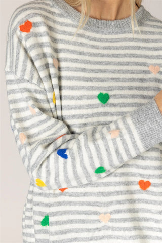 Lyla & Luxe Heart Stripe Sweater | Multi