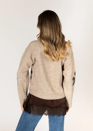 Lyla & Luxe Novelty Flower Cardi | Taupe