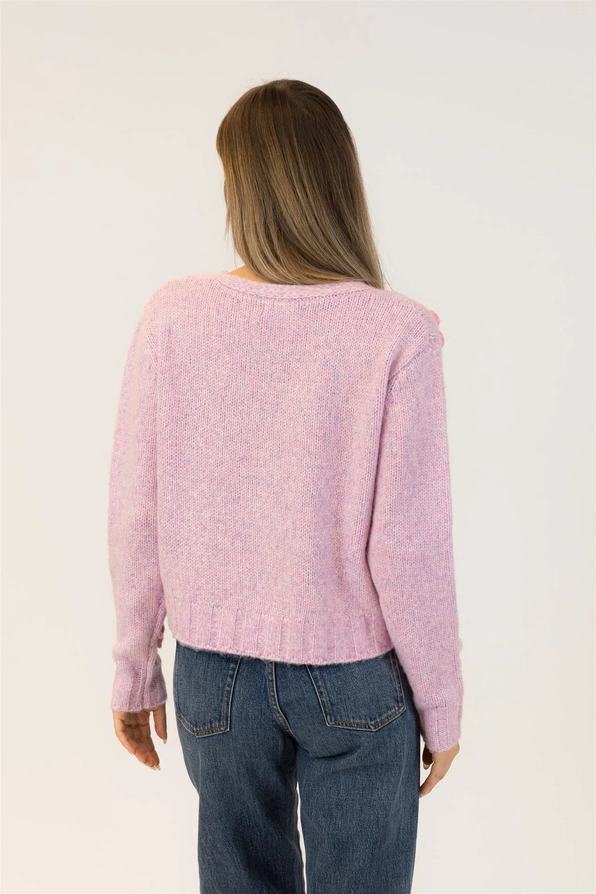 Lyla & Lux Kailie Flower Cardigan | Pink-Purple