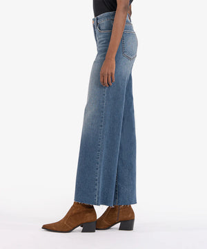 Kut Jeans | Meg High Rise Fab Ab Wide Leg Raw Hem Jeans | Milestone Wash