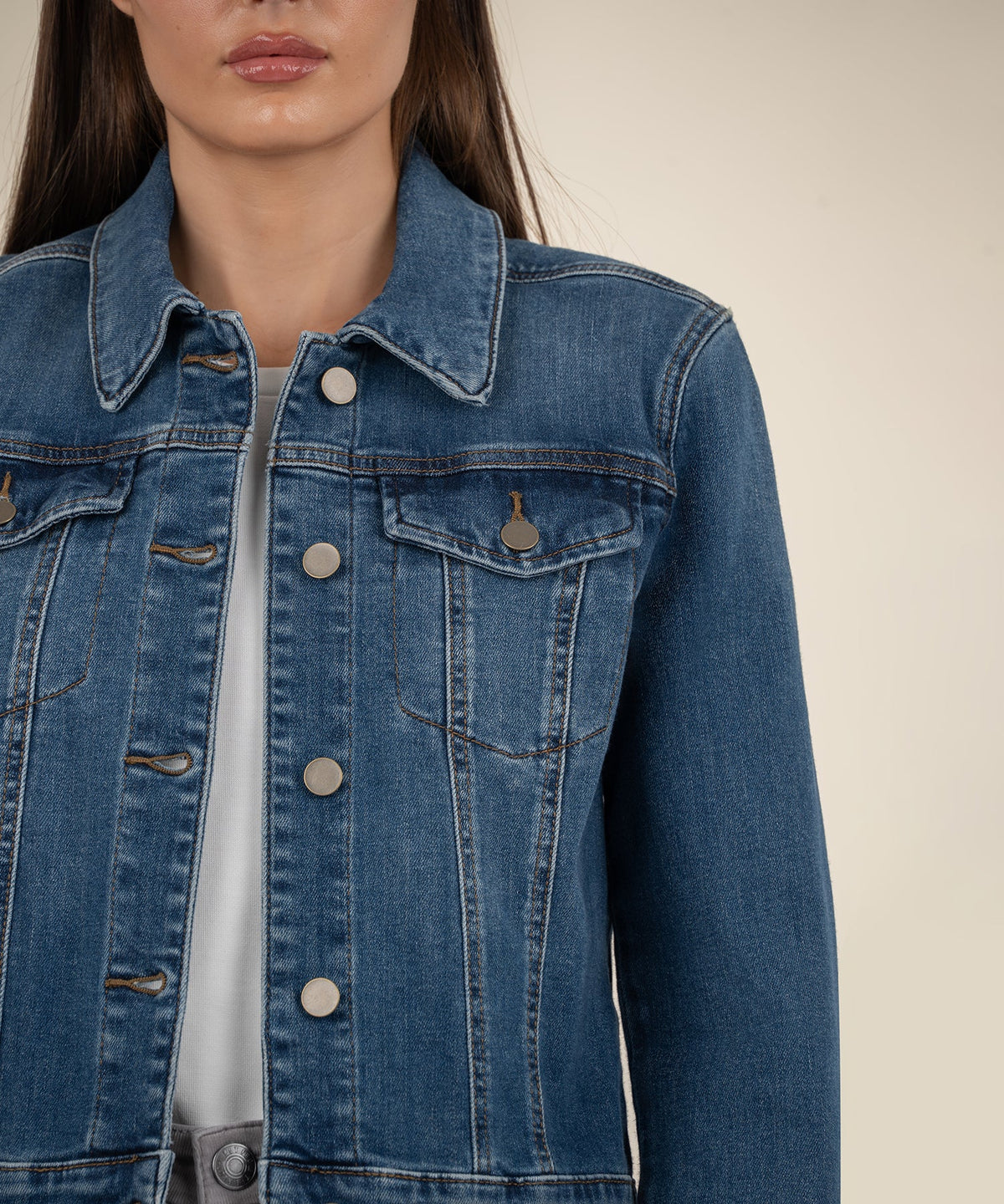 Kut Denim Julia Crop Jean Jacket With Drop Shoulder | Main Wash