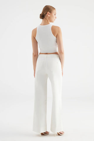 Cup of Joe Mid Waist Wide Leg Jeans L30" | Off White + Medium Blue