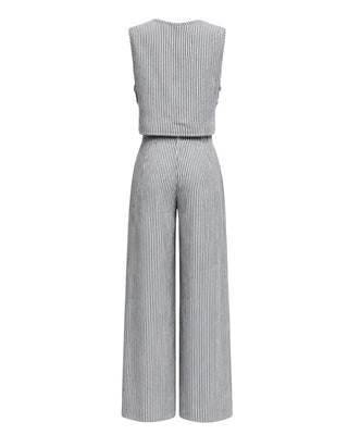 Priv Lana Trouser Set | Black-White Stripe