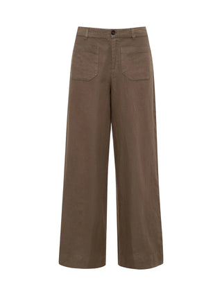 Sanctuary The Linen Marine Wide Leg Pant | Timber + Black