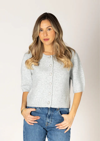 Lyla & Luxe Novelty Short Sleeve Aimee Cardigan | Grey
