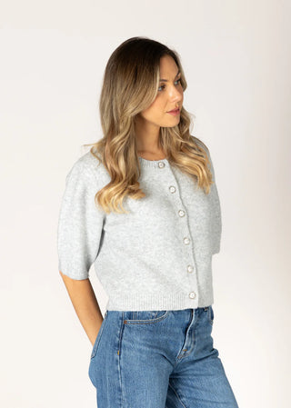 Lyla & Luxe Novelty Short Sleeve Aimee Cardigan | Grey