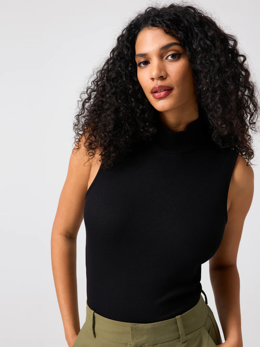 Sanctuary Essential Sleeveless Mock Neck Tank | Black