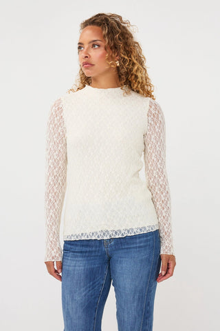 Esqualo Lace Long Sleeve | Cocoa + Off White