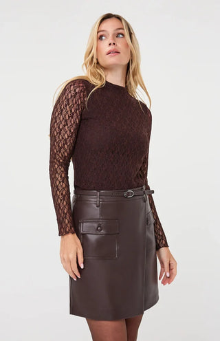 Esqualo Lace Long Sleeve | Cocoa + Off White