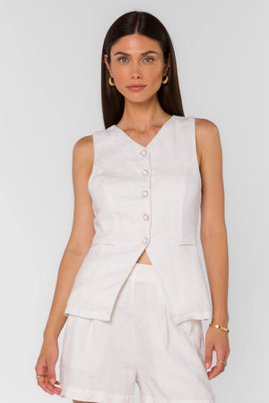 Velvet Heart Pisces Button Top | Optic White