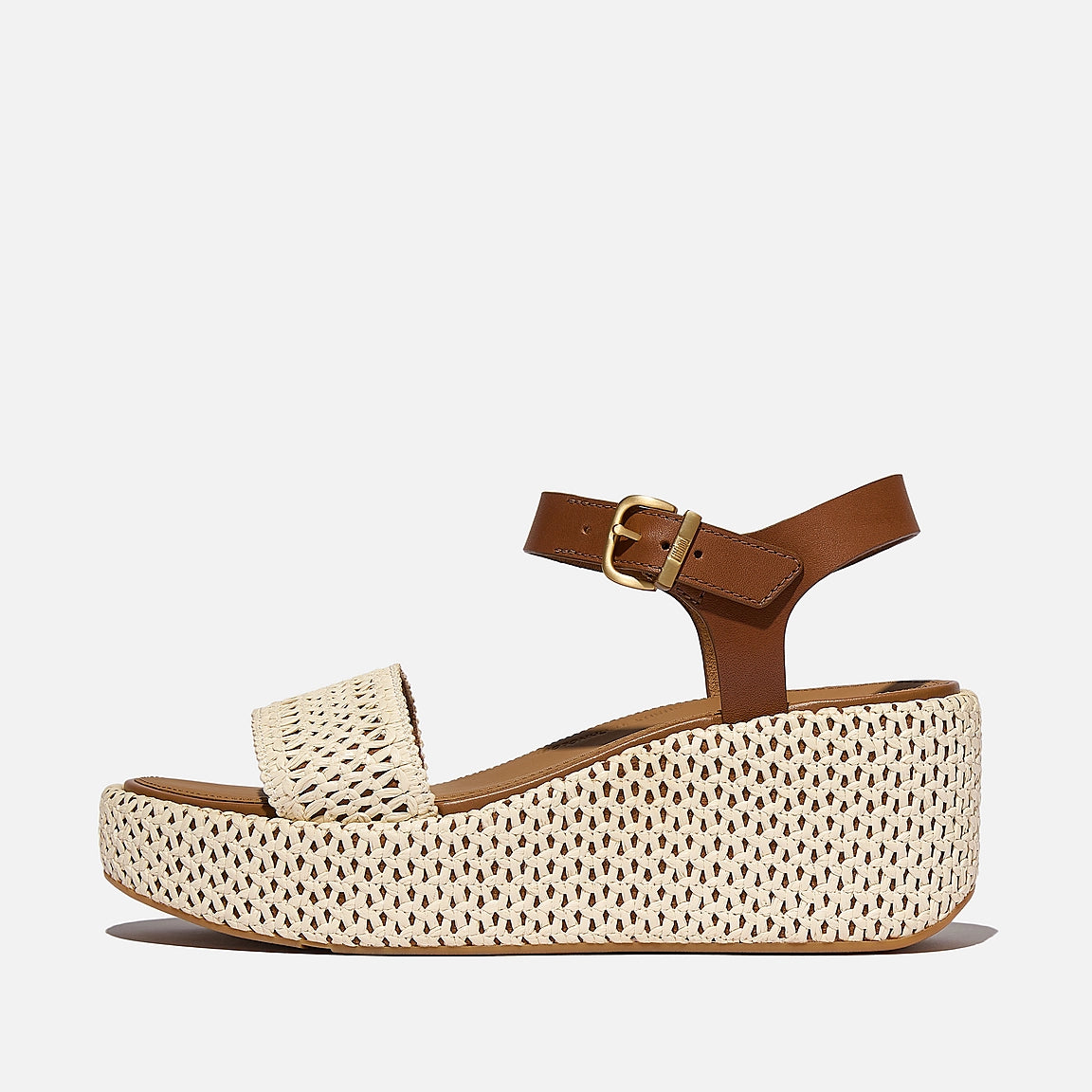Fit Flop Platform Woven Wedge Ankle Strap Sandals | Tan