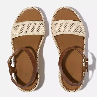 Fit Flop Platform Woven Wedge Ankle Strap Sandals | Tan