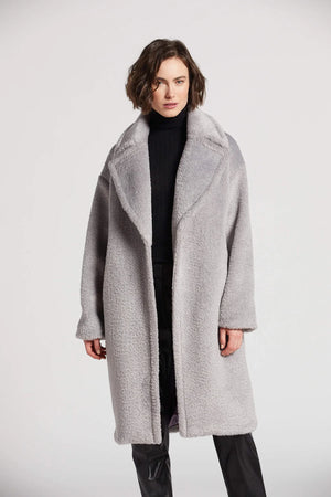 Adroit Polly Long Faux Fur Coat | Silver