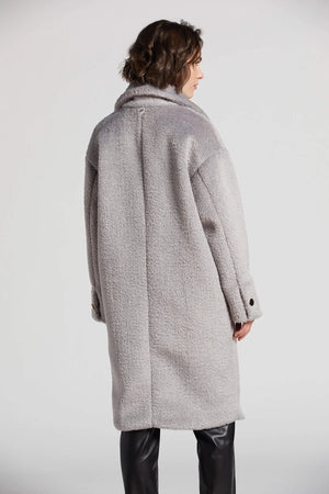 Adroit Polly Long Faux Fur Coat | Silver