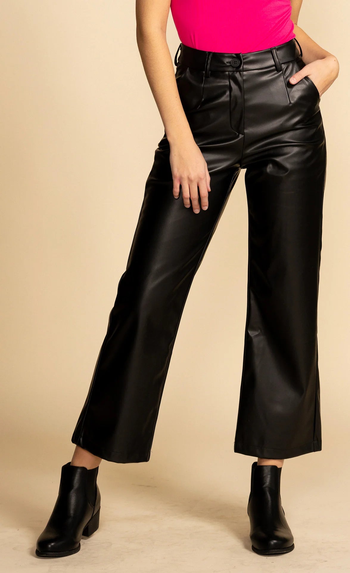 Pink Martini Faux Leather Pant | Black