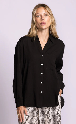 Pink Martini Francis Button Up Shirt | Blue + Black