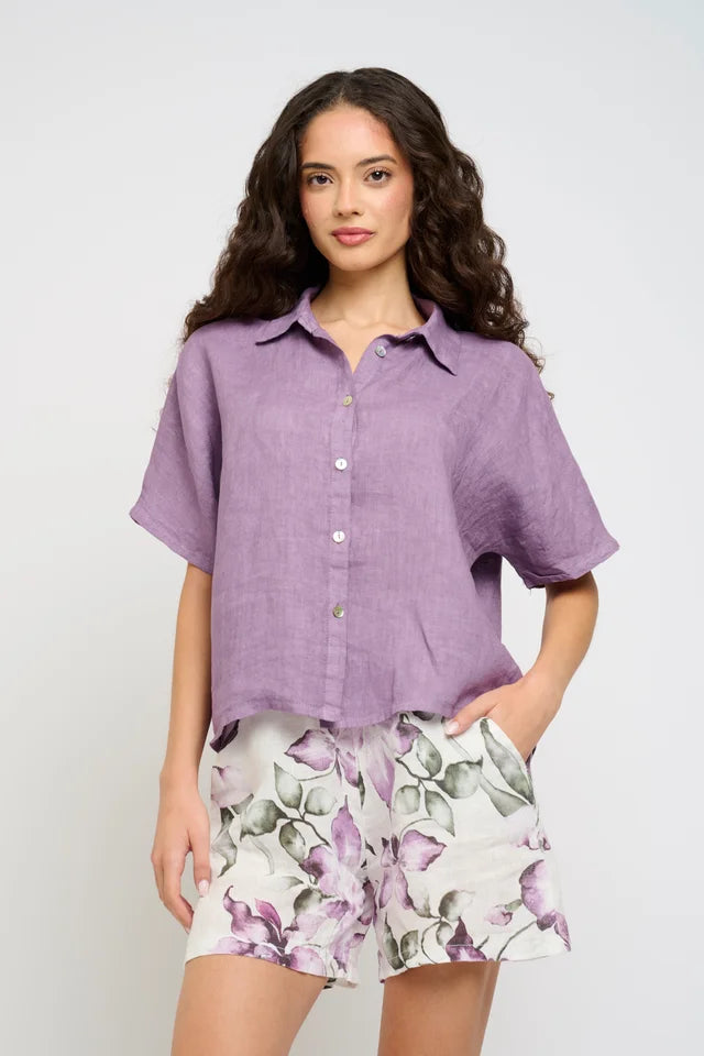 Pistache Shorts | Violet + Black Berry