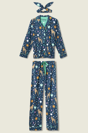 PJ Salvage Flannel Set | Cloud, Navy & Mint