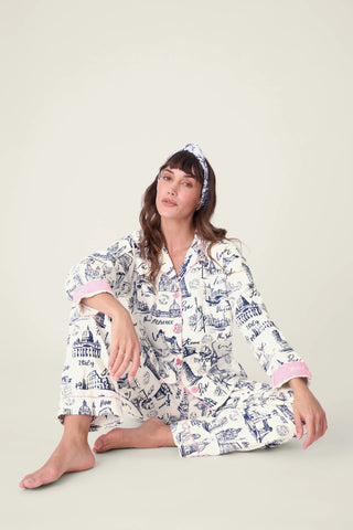PJ Salvage Flannel Set | Cloud, Navy & Mint