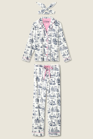 PJ Salvage Flannel Set | Cloud, Navy & Mint