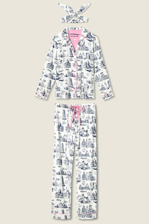PJ Salvage Flannel Set | Cloud, Navy & Mint