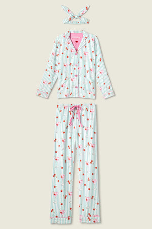 PJ Salvage Flannel Set | Cloud, Navy & Mint