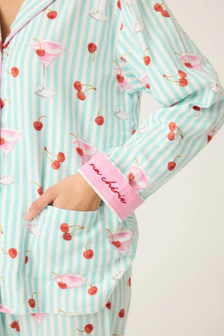PJ Salvage Flannel Set | Cloud, Navy & Mint