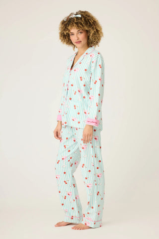PJ Salvage Flannel Set | Cloud, Navy & Mint