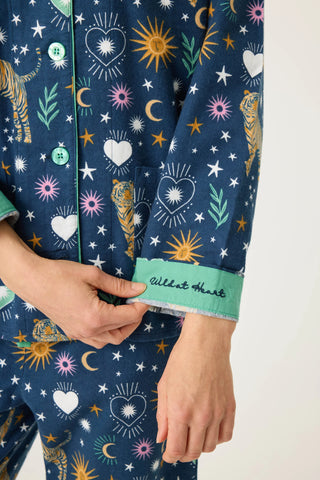 PJ Salvage Flannel Set | Cloud, Navy & Mint
