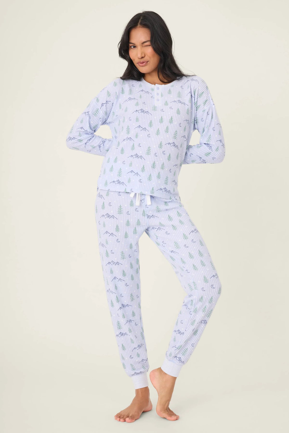 PJ Salvage Ski Jammie Classics PJ Set | Charcoal & Perriwinkle