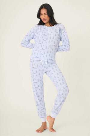 PJ Salvage Ski Jammie Classics PJ Set | Charcoal & Perriwinkle