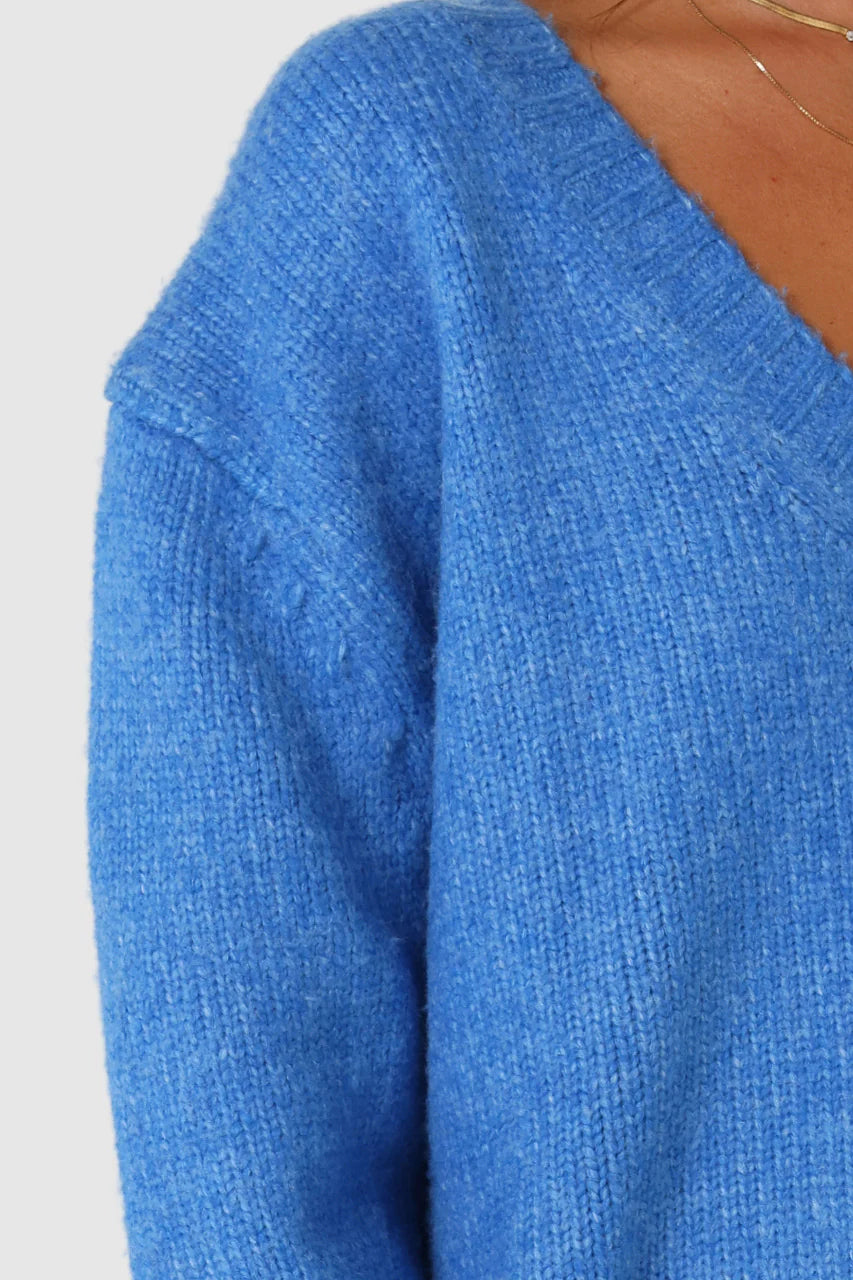 Madison The Label Rena Sweater | Grey, Blue + Pink