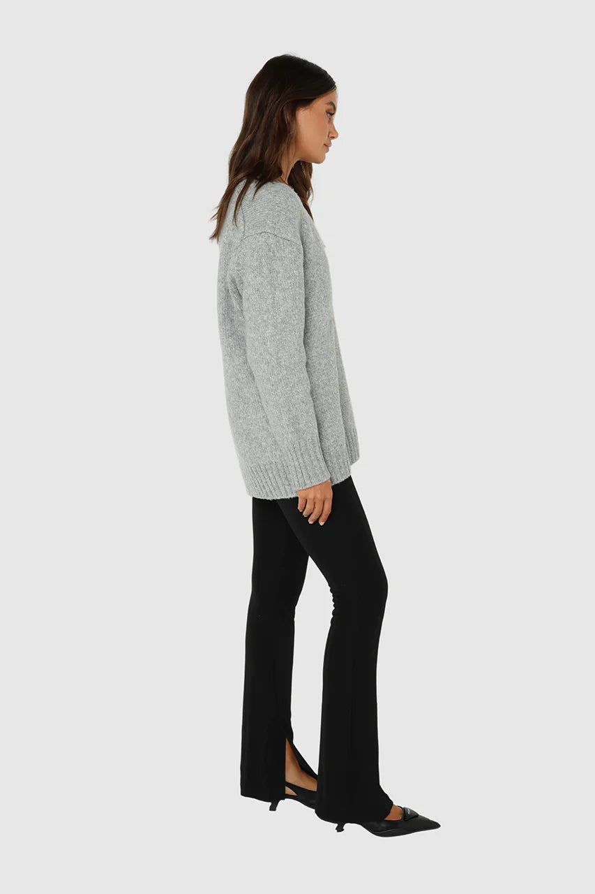Madison The Label Rena Sweater | Grey, Blue + Pink