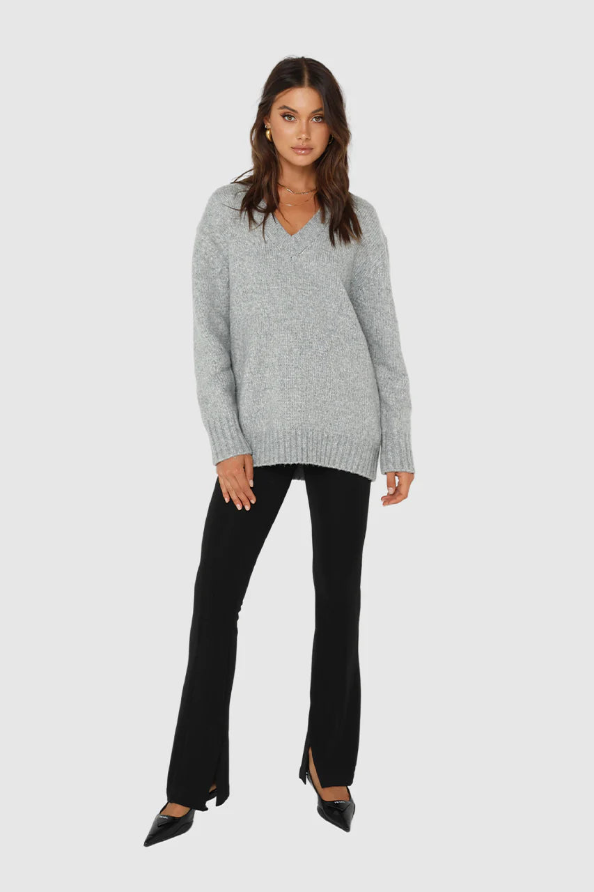 Madison The Label Rena Sweater | Grey, Blue + Pink