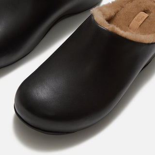 Fitflop Shuv Leather Shearling Mules | Black