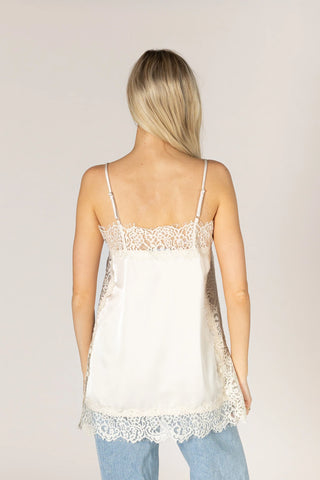 Lyla & Luxe Cami Lace Top | Champagne + Chocolate