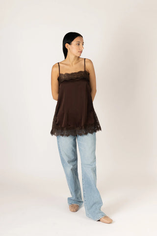 Lyla & Luxe Cami Lace Top | Champagne + Chocolate