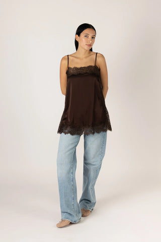 Lyla & Luxe Cami Lace Top | Champagne + Chocolate