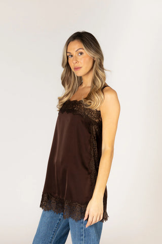 Lyla & Luxe Cami Lace Top | Champagne + Chocolate
