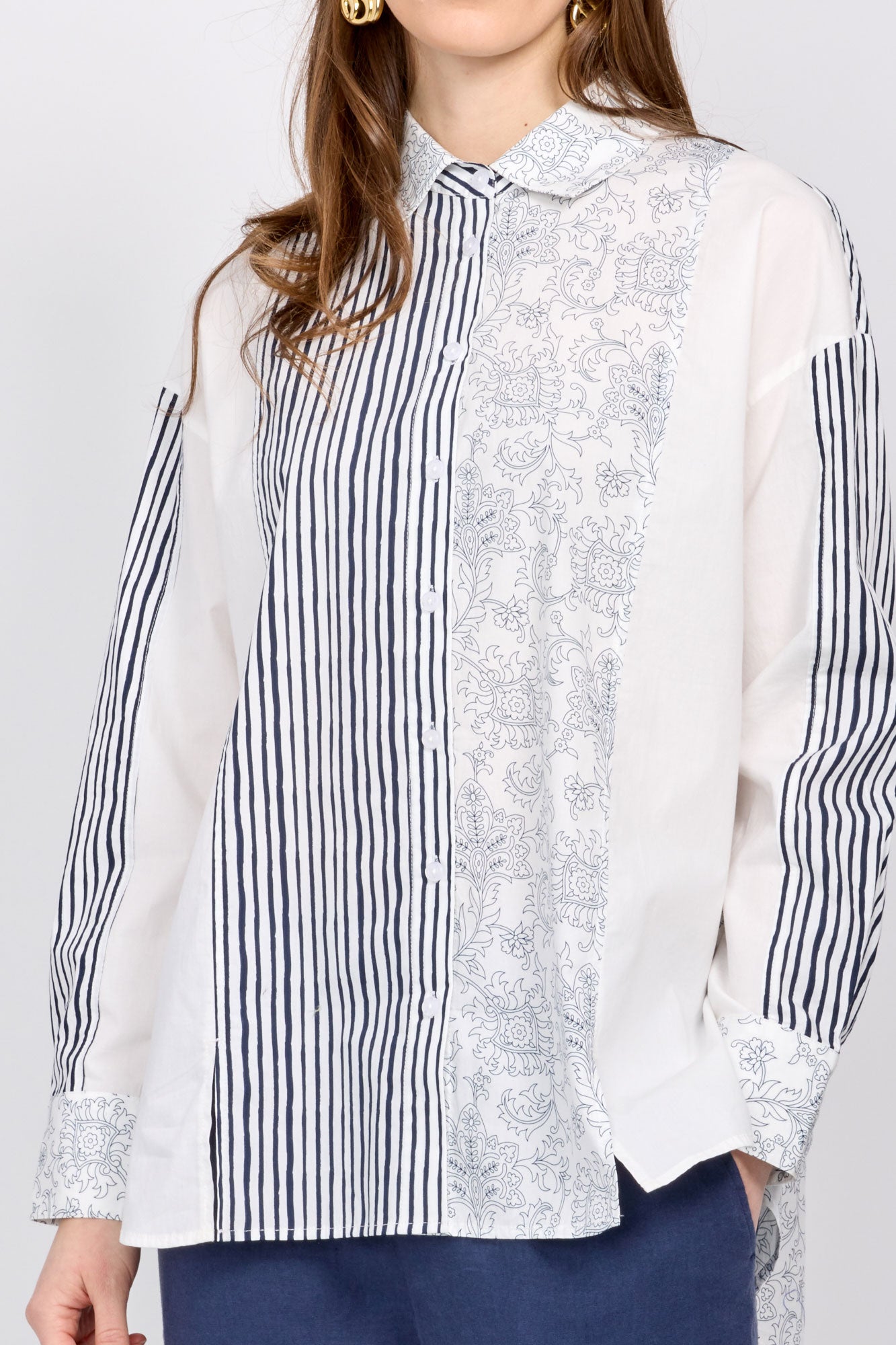 Emproved Blouse | White/Navy