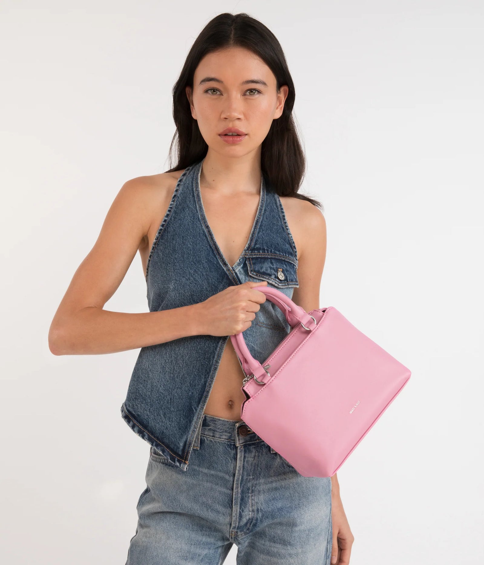 Matt & Nat Athena Sol Small Satchel | Black + Blush